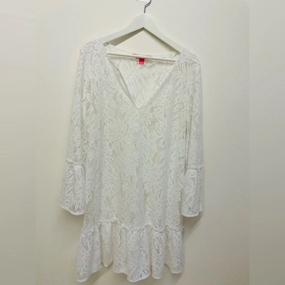 Resort White Lace Swim Lilly Pulitzer Payton Cover-up Dress SIZE XL - Picture 2 of 5